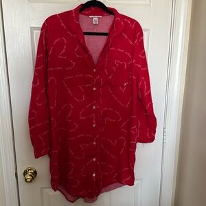 Victoria’s Secret Nightgown Size L Color Red White Heart